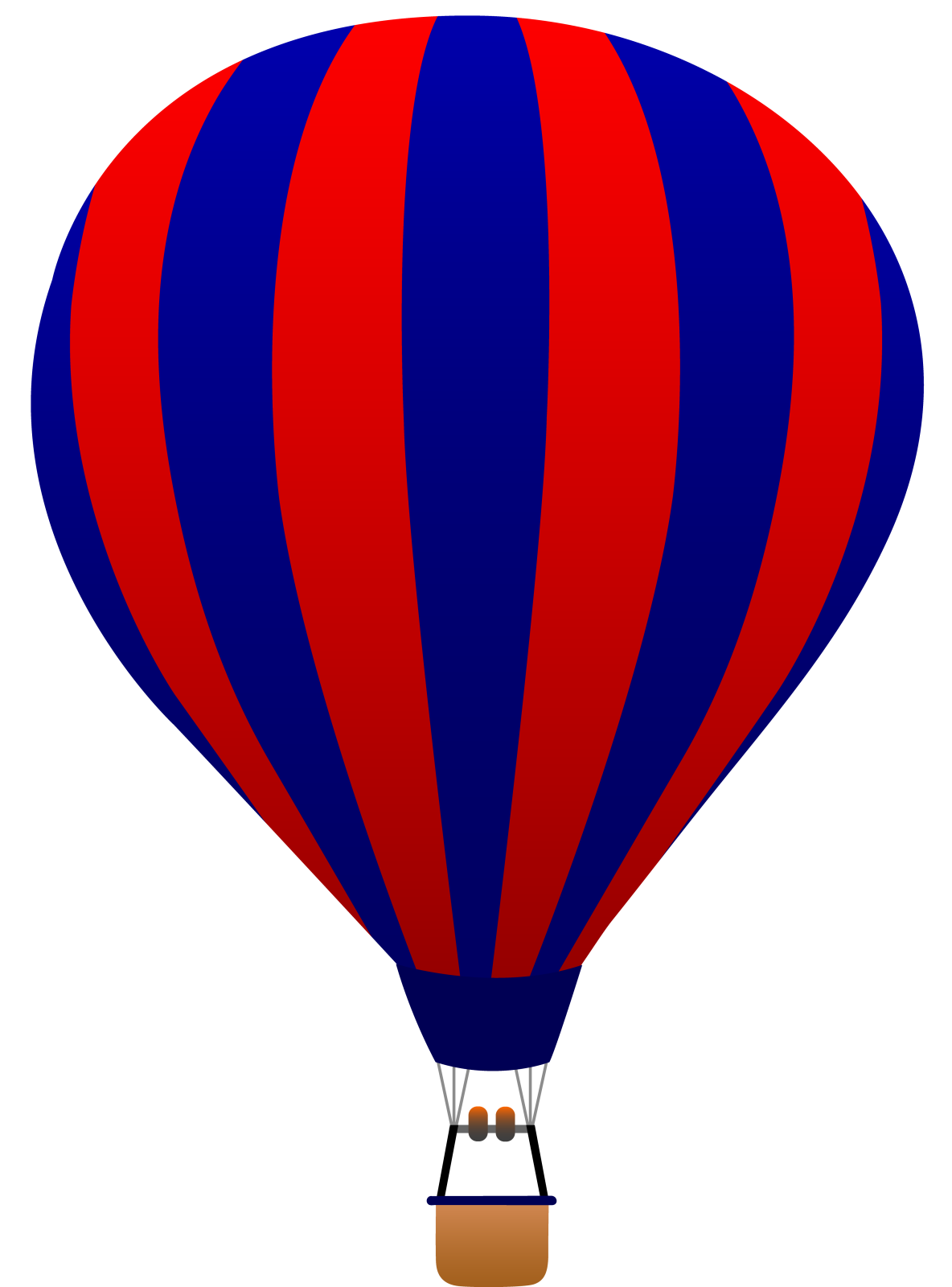 a red and blue hot air balloon