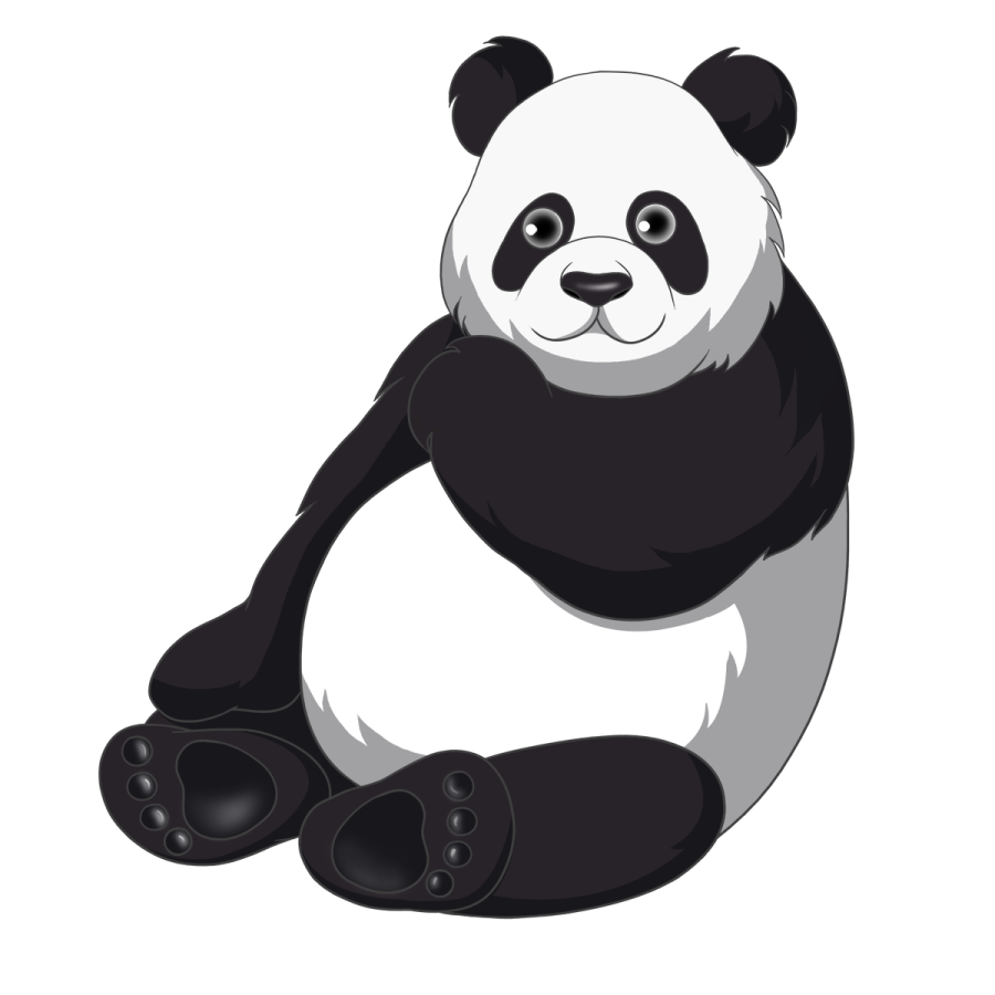 a panda bear sitting on the ground