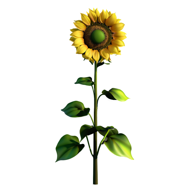 a yellow sunflower on a white background