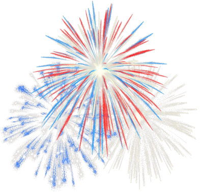 a red, white and blue fireworks