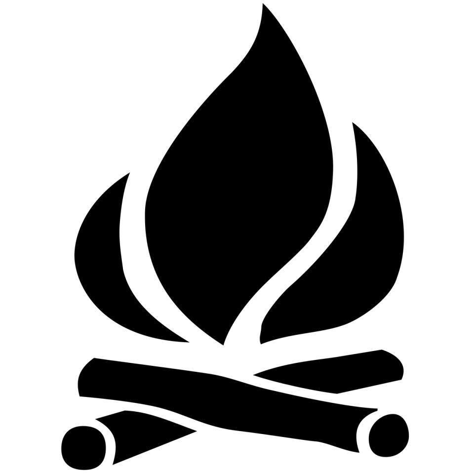 a black and white silhouette of a campfire
