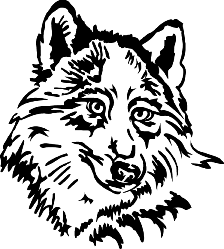 a black and white drawing of a wolf