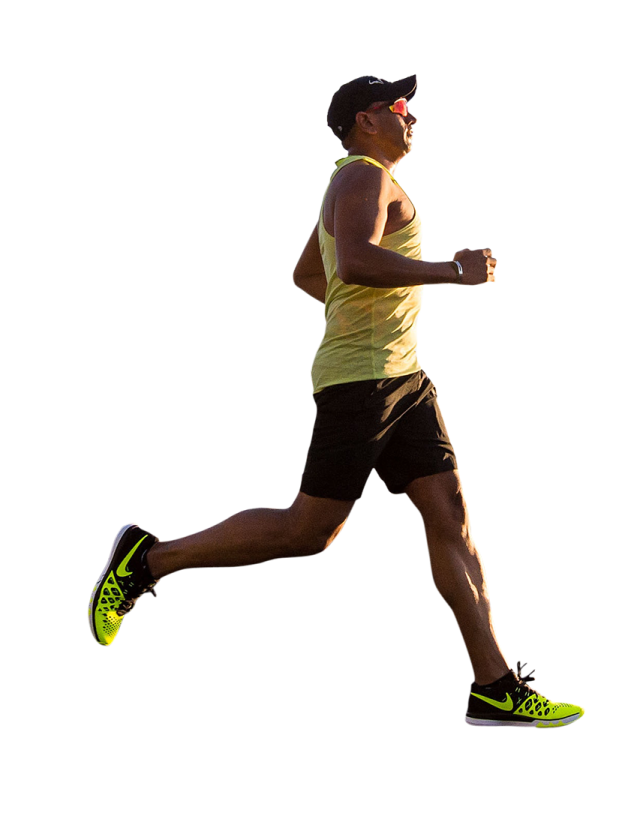 a man running on a white background