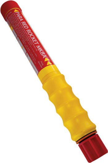 a red and yellow tube with a white background
