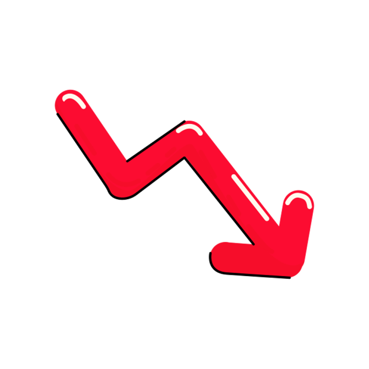 a red arrow on a white background