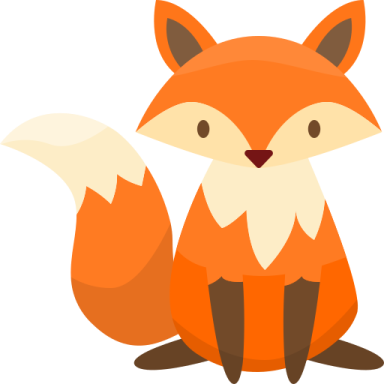 a cartoon fox sitting on the ground