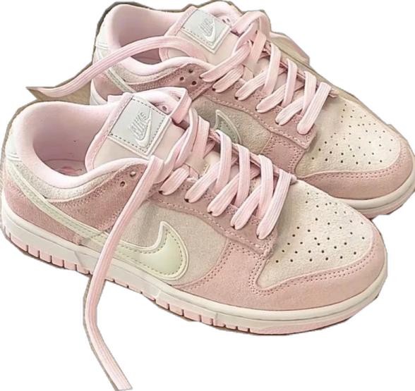 a pair of pink sneakers on a white background