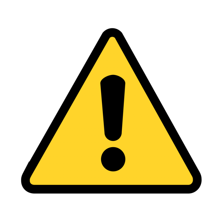 a yellow and black warning sign on a white background