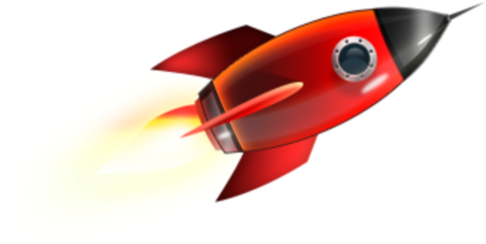 a red rocket flying through the air