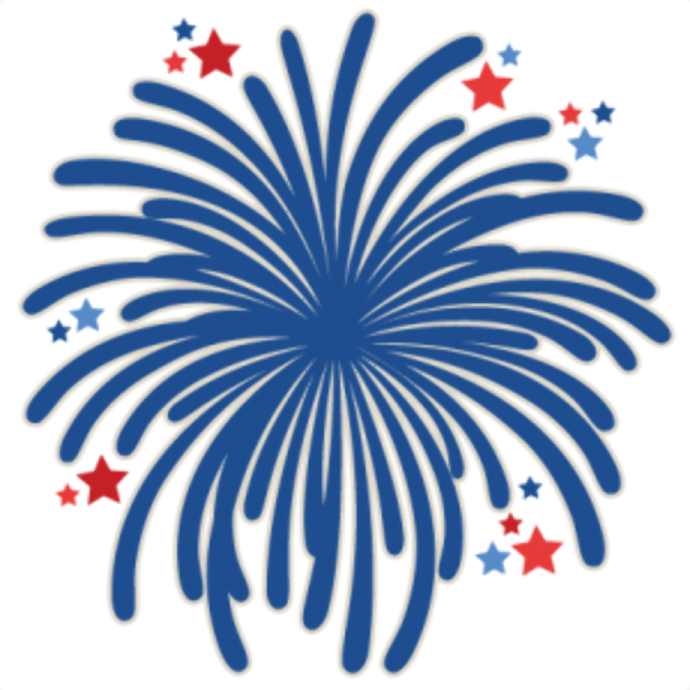 a blue and red fireworks on a white background