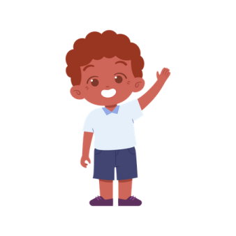 a little boy in shorts and a white shirt
