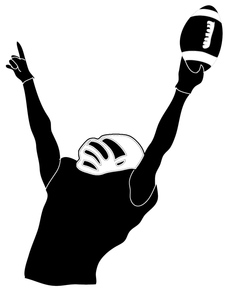 a black and white silhouette of a football player
