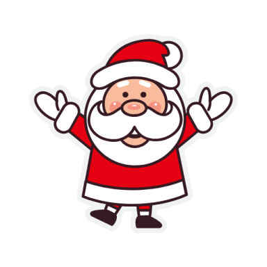 a cartoon santa claus with his hands up