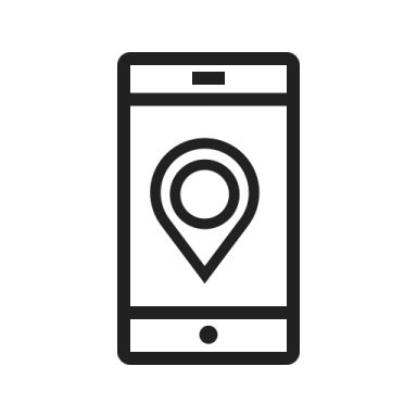 a phone with a pin on the screen