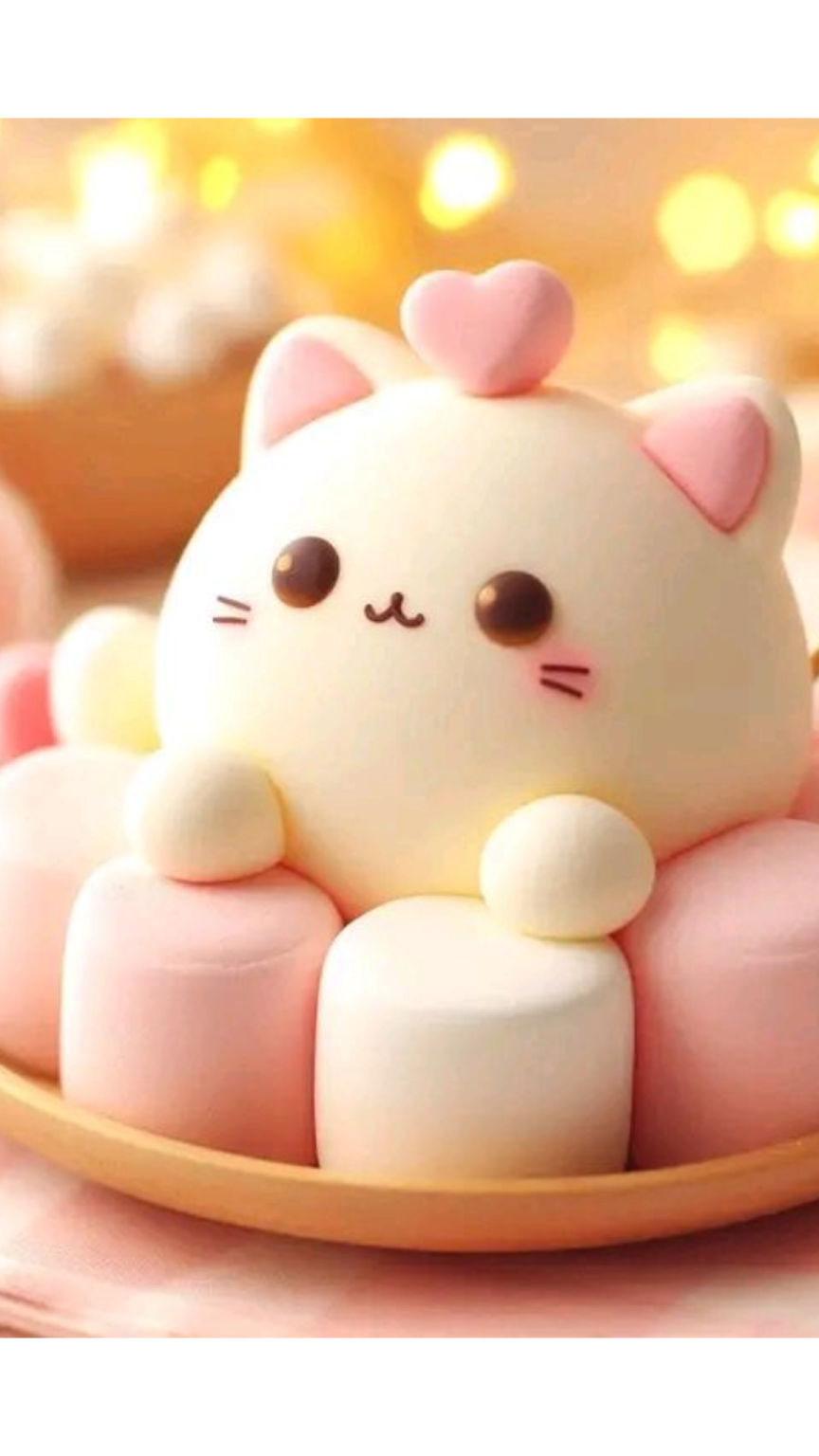a small white cat sitting on top of a plate