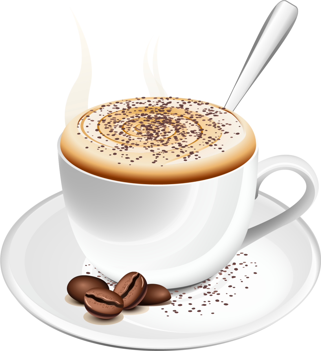a cup of coffee and beans