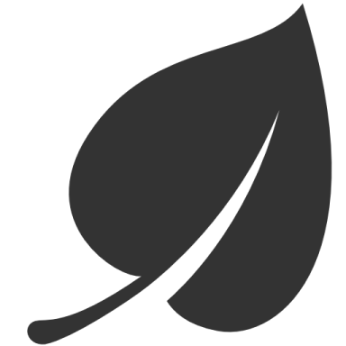 a black and white leaf icon