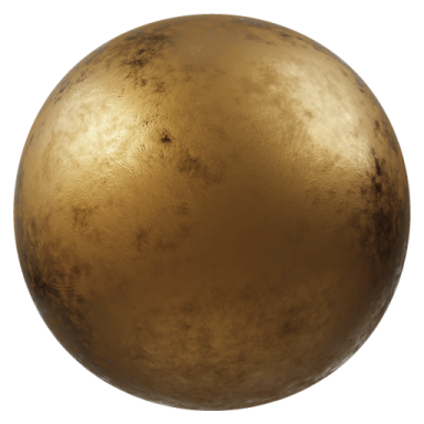 a golden sphere on a white background
