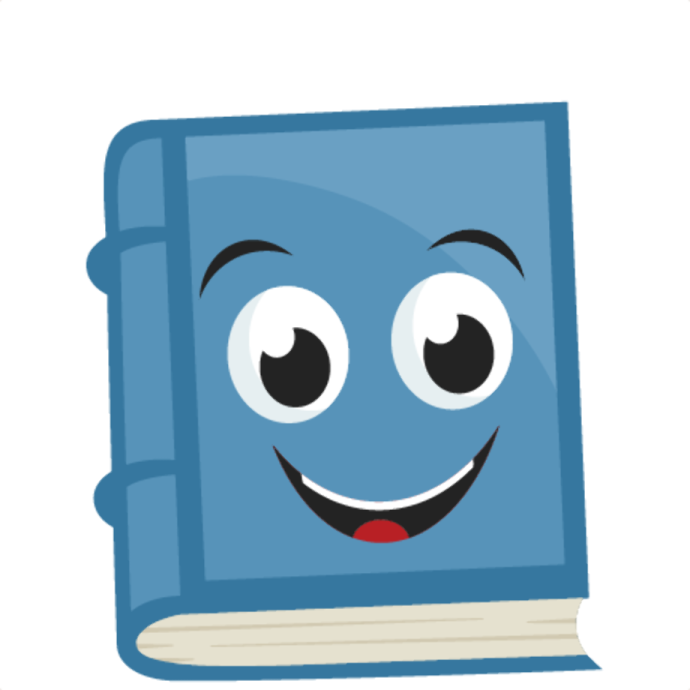 a blue book with a smiling face on it