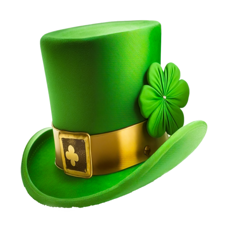 a green hat with a shamrock on top