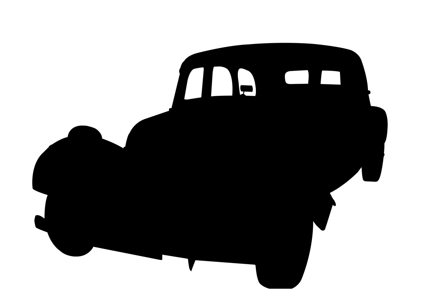 a black and white silhouette of an old car