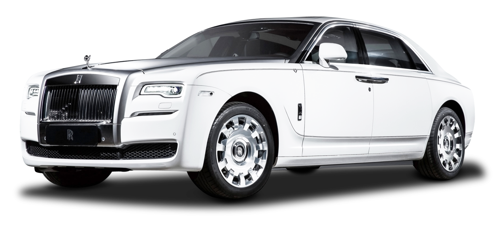 a white rolls royce limousine with chrome wheels