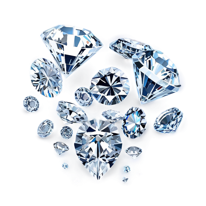 a group of diamonds on white background
