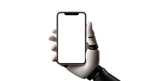 a hand holding an iphone with a white screen