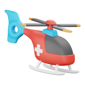 a red and blue helicopter on a white background