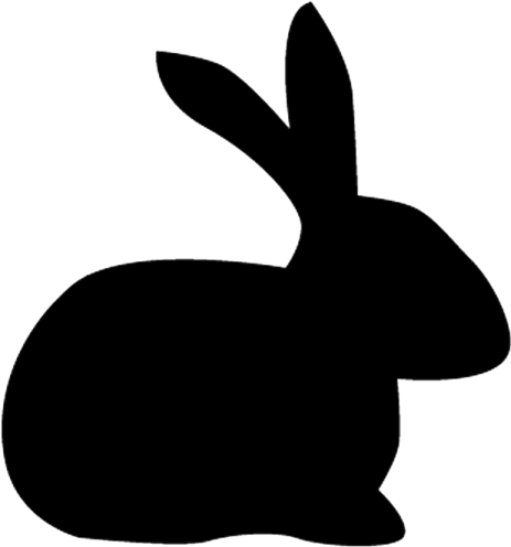 a black silhouette of a rabbit