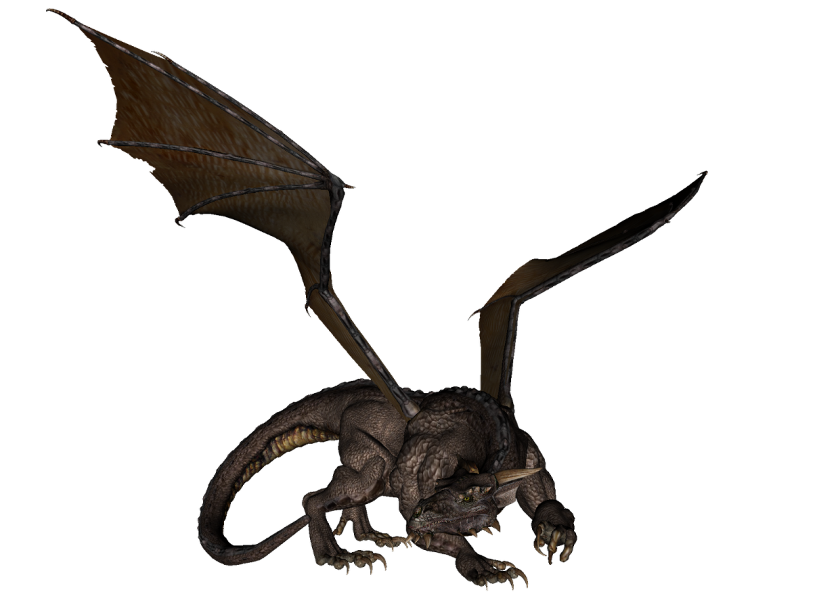 a large black dragon flying through the air