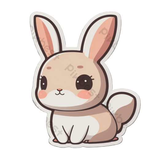 a cute rabbit sticker on a white background