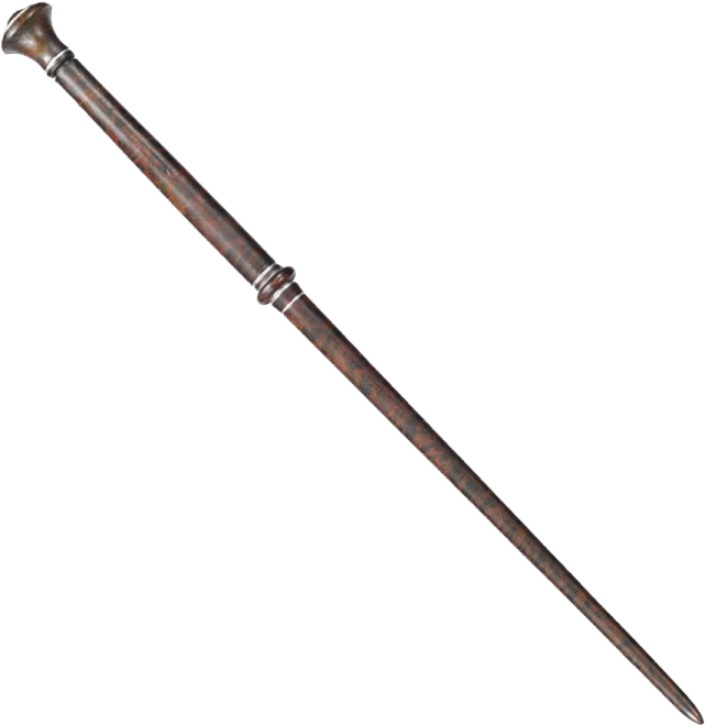 an old wooden stick with a metal handle