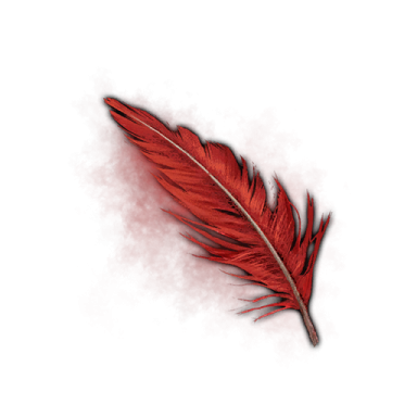 a red feather on a white background