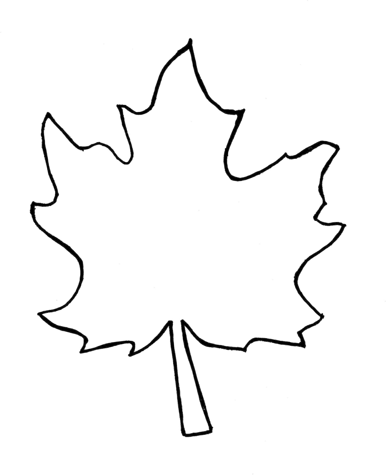 a black and white drawing of a maple leaf