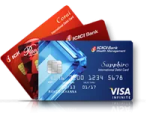 a credit card with two different colors