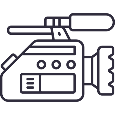 a black and white line drawing of a camera
