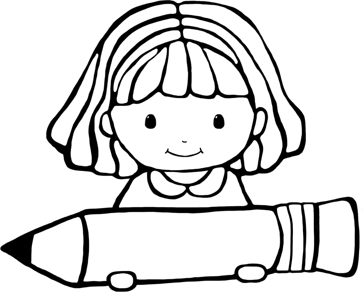 a girl holding a pencil