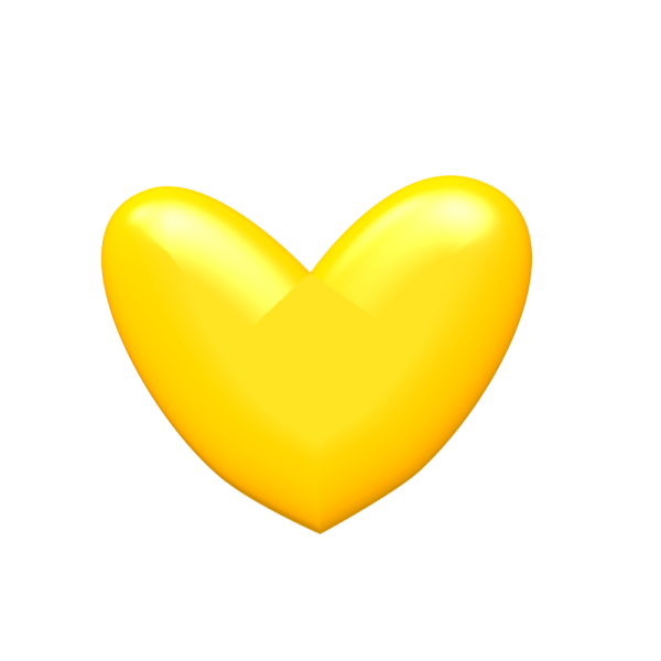 a yellow heart on a white background