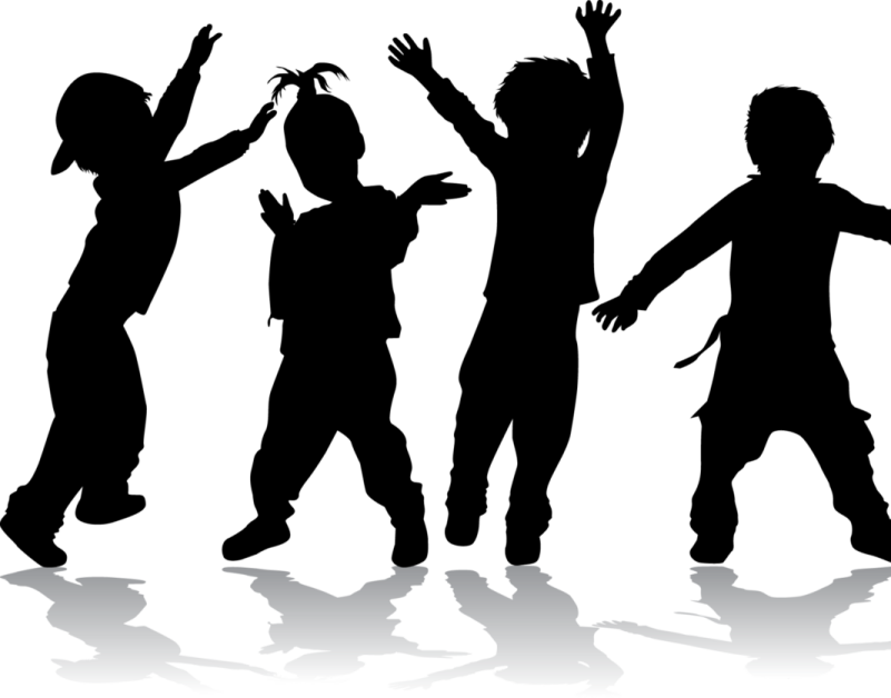 silhouettes of children dancing