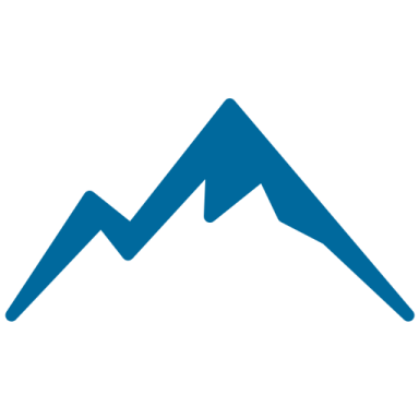 a blue mountain icon with a white background