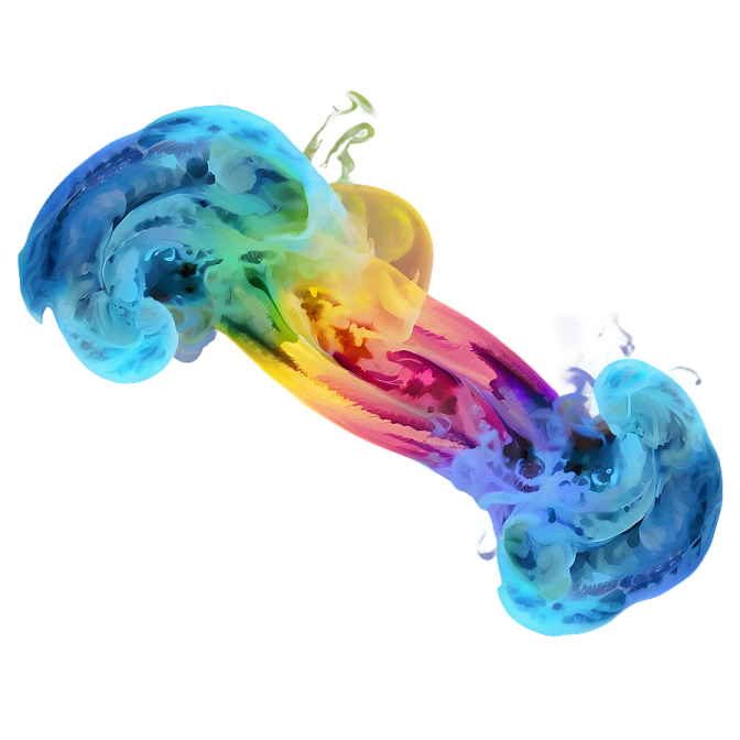 an abstract painting of colorful paint on a white background