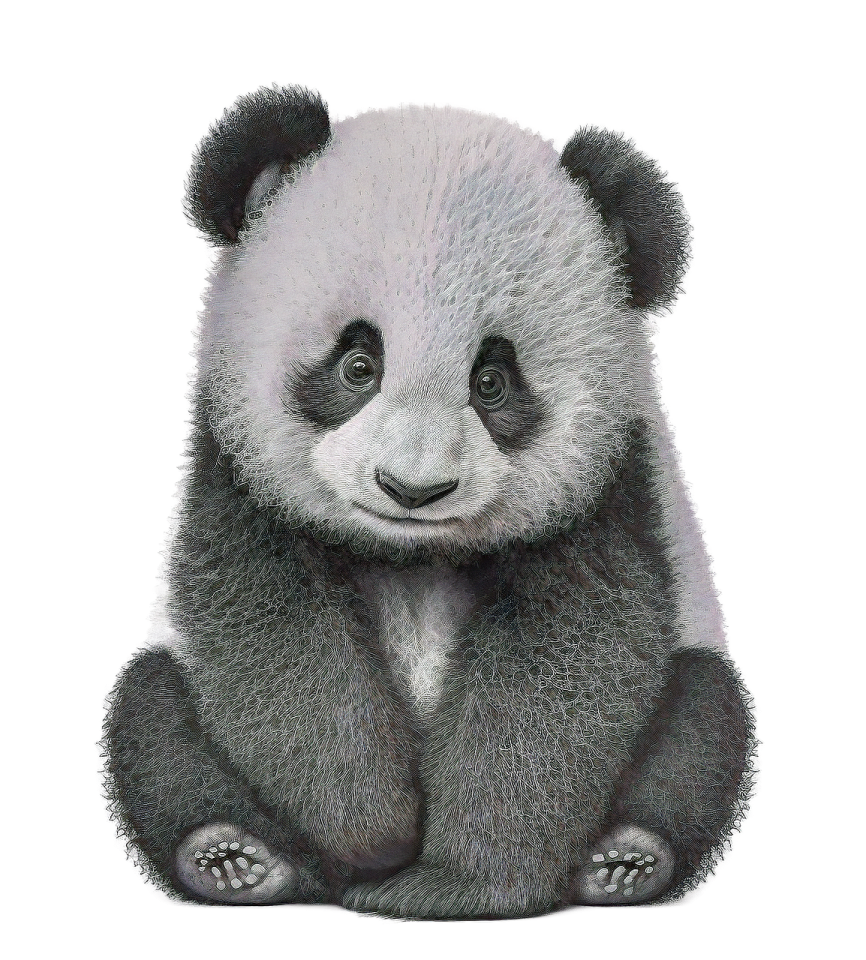 a drawing of a panda bear sitting down