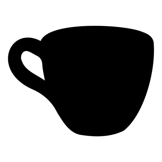 a black and white silhouette of a coffee cup