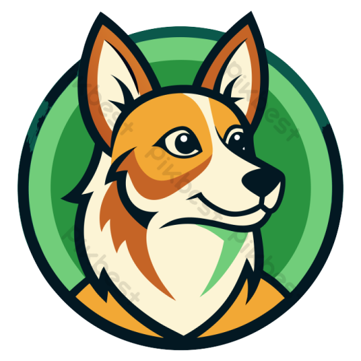 a dog with a green circle in the background