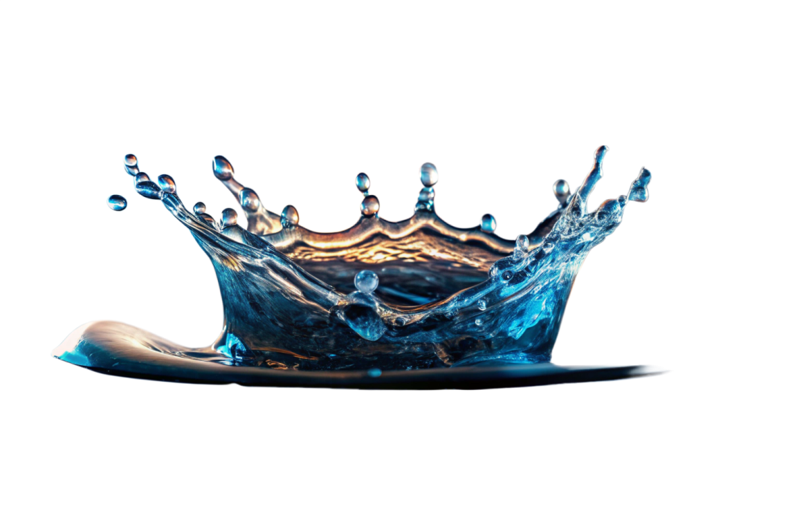 a blue water splash on a white background