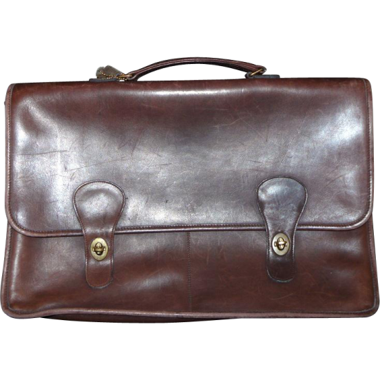 a brown leather briefcase