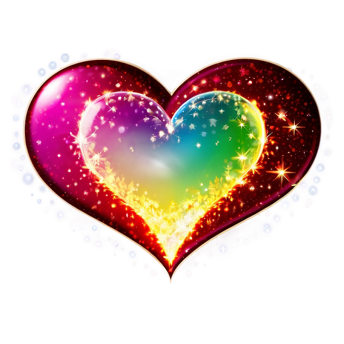 a colorful heart with stars and sparkles
