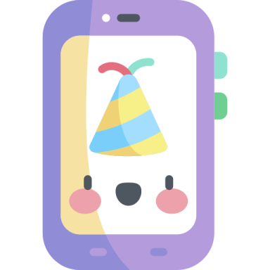 a phone with a party hat on it