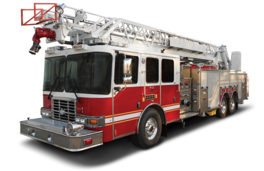a fire truck that is red and white